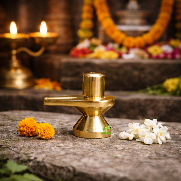 Brass Shivling Idol | Brass Shivling Idol for Home, Mandir & Office Pooja | Traditional Shiva Lingam (Yellow, 2 Inches)