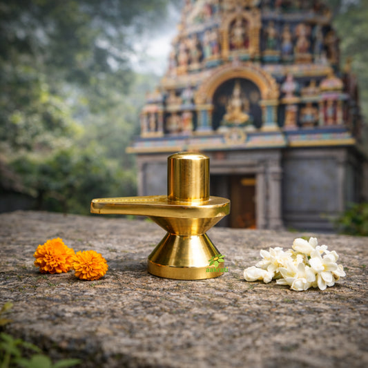 Brass Shivling Idol | Brass Shivling Idol for Home, Mandir & Office Pooja | Traditional Shiva Lingam (Yellow, 2 Inches)