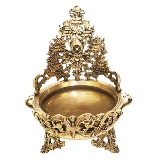 Diwali Decor Brass Metal Urli Home/Event Decor Hand Carved Urli/Pot Aakrati