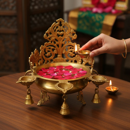 Urli Pot for Home office decoration made in Hand Carved brass metal