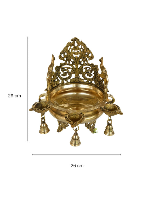 Aakrati Urli Pot for Home office decoration made in Hand Carved brass metal with bells