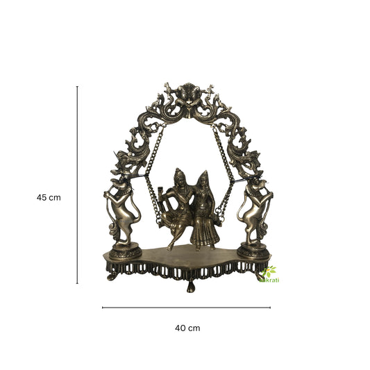 Rare brass Radha Krishna on Swing with stonework.45cm Big statue.Home decor.Brass decor. Altar statue.