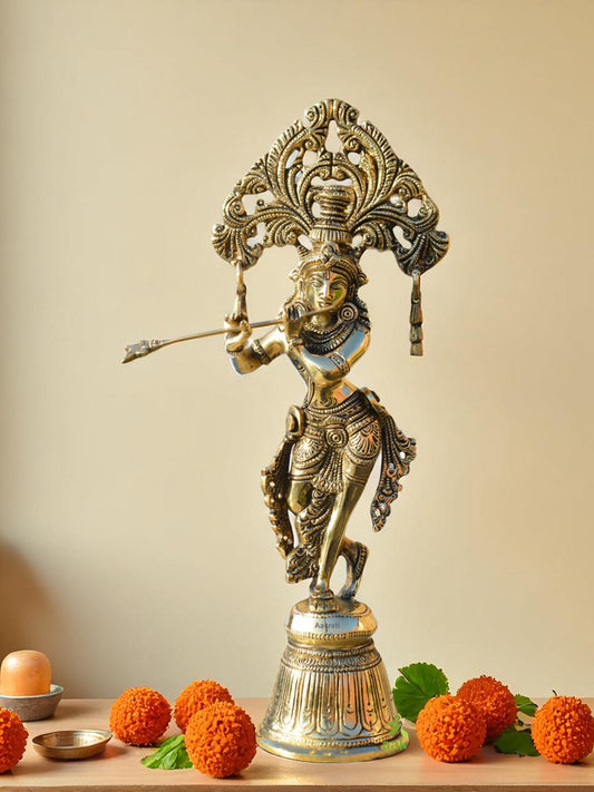 Lord Krishna Statue Made of Brass
