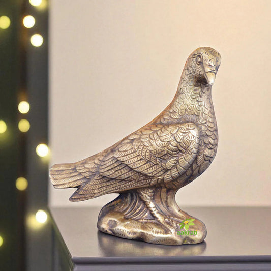 Brass Pigeon Statue Decorative Showpiece with Antique Finish for Table Decor