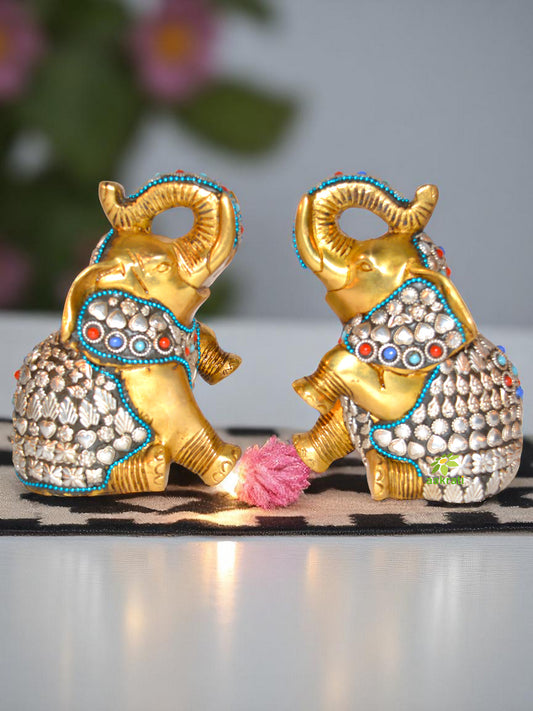 Turquoise Sculpture of Elephant bookend