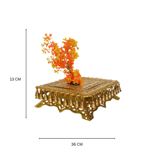 Side stand made in brass metal - use as Chowki with bells