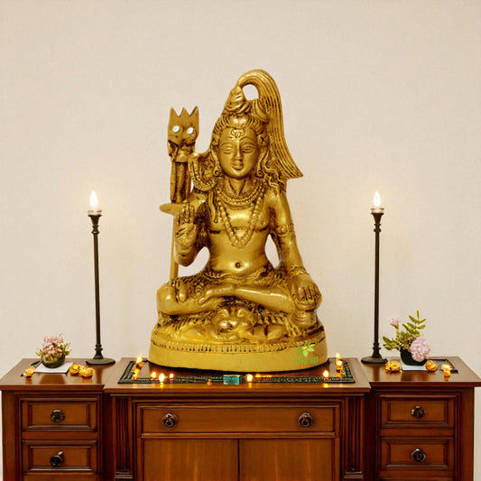 Sitting Lord Shiva Brass metal Antique Finish Statue