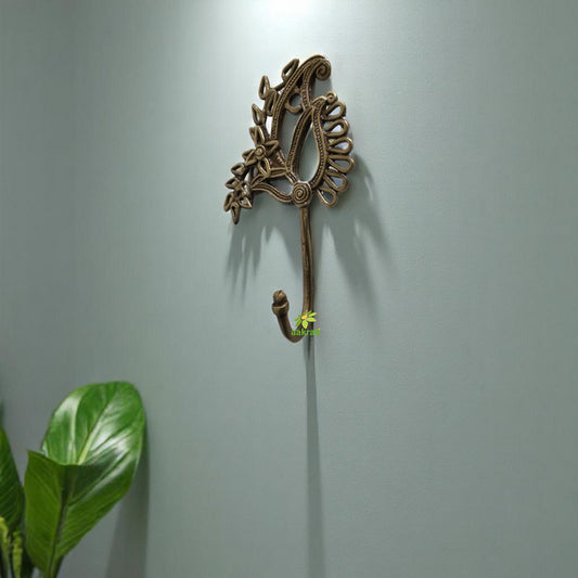 Aakrati Antique Brass Bathroom Robe Towel Hook Wall Mounted Clothes Hanger - Hook Rustic Vintage Cloth Hanger Solid Brass Bronze Color
