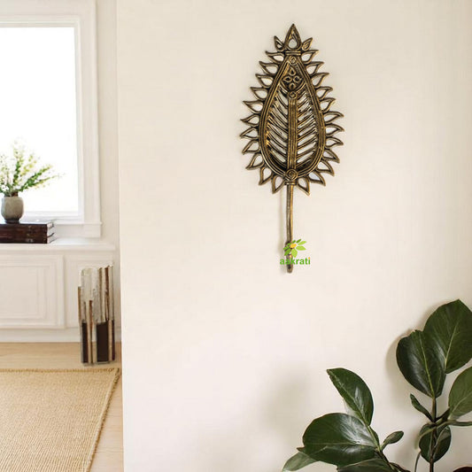 Aakrati Heavy Duty Big Hook Made in Brass Metal with Antique Look. Entryway Coat Hooks, Scarf and Jacket Hangers.Perfect Bath Towel Heavy Hooks- Key Hanger 8.5