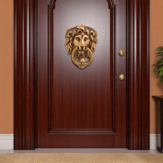 Aakrati Brown Finish Lion Shaped Small 4 inch Door Knocker Showpiece