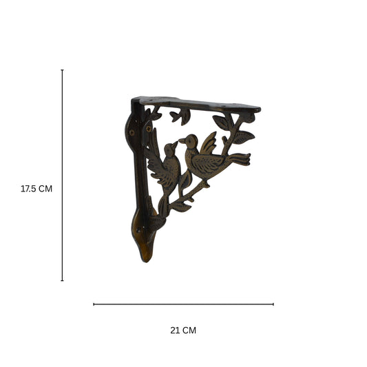 Aakrati Brown Finished Side Wall Glass Shelf Holder With Birds For Home or Office Use