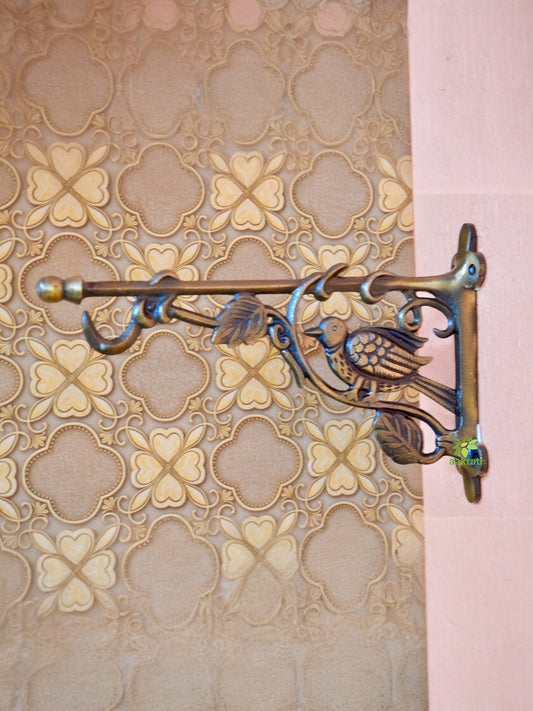 Aakrati Bird And Tree 12 inch Side Wall Holder For Towels Keys or Door Bell