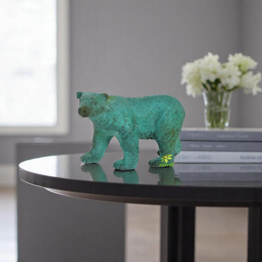 Aakrati Green Brass 4 inch Small Cute Polar Bear For Gifting or Home Decor or Office Decor