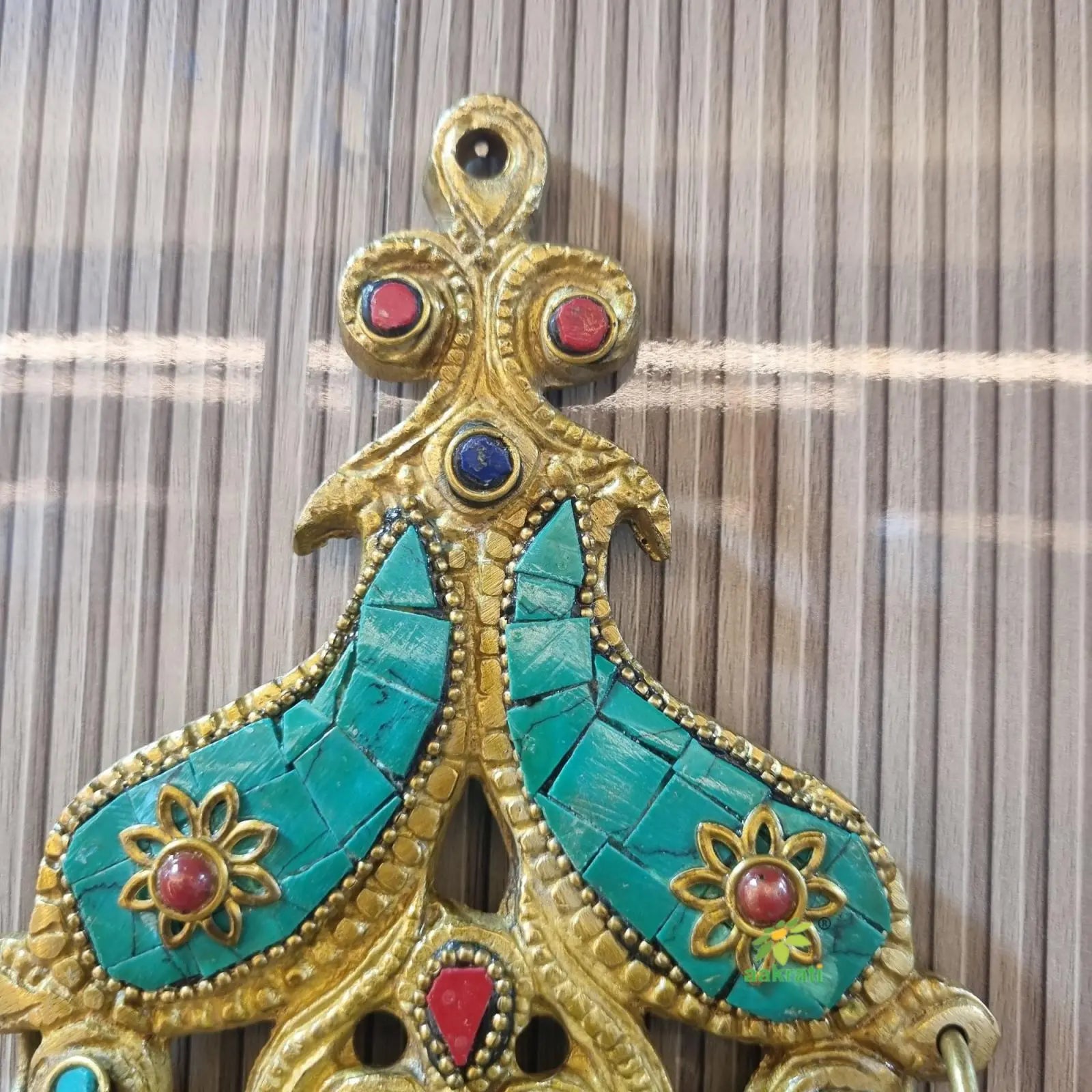 Aakrati Wall Hanging Deepak With 3 Bells| Wall Diya with Bells Made of Brass Metal| Wall Décor| Indian showpiece for Gift|(Multicolor) Aakrati