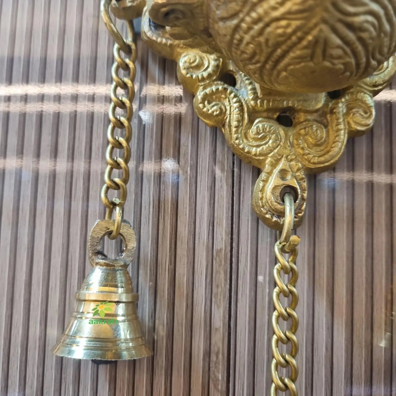 Aakrati Wall Hanging Deepak With 3 Bells| Wall Diya with Bells Made of Brass Metal| Wall Décor| Indian showpiece for Gift|(Multicolor) Aakrati