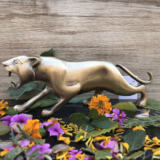 Brass Lion Statue - Antique look figure - Metal Sculpture for home decor and Christmas Gift and decoration