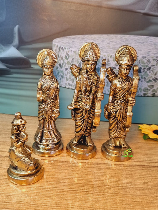 Indian Handicrafts Export Brass Deities Ram Darbar Comprises of Lord Ram, Maa Sita, Laxman and Lord Hanuman
