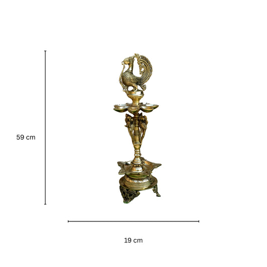 Peacock Design oil diya stand Home Decor, Brass Oil Diya Lamp, Handmade Lamp, Indian Decor Diya, Indian Homeware