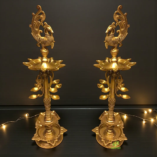 Diya Stand with Anna pakshi - Decorative Table diya stand