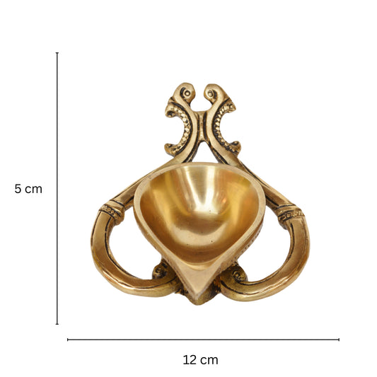 Aakrati Wick Brass Table Diya Peacock Oil Lotus Puja Home Decor Gift