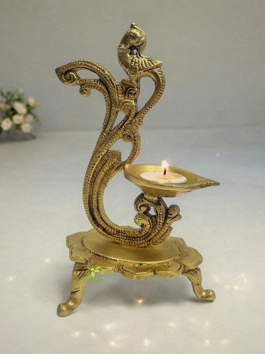 Home/Pooja ghar decor brass made hand carved oil lamp/Diya