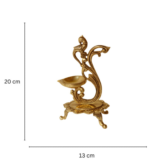 Home/Pooja ghar decor brass made hand carved oil lamp/Diya