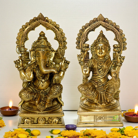 Laxmi Ganesha pair made hand carved antique statue