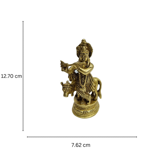 Lord Krishna Brass Made hand carved Pooja ghar/Office decor Statue