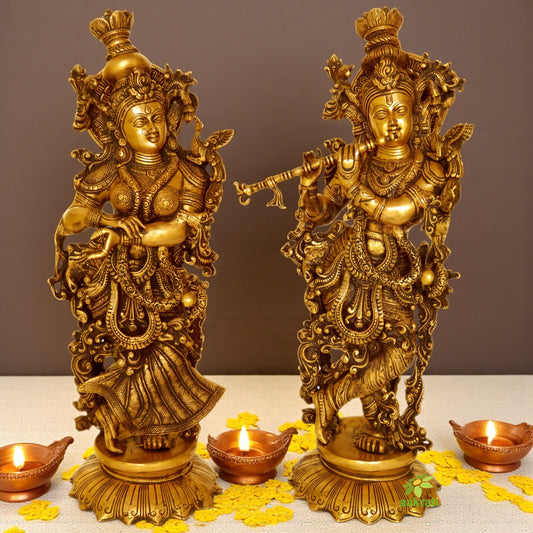 Radha Krishna Brass made decorative Statue for home and office decor also as Gift by Aakrati