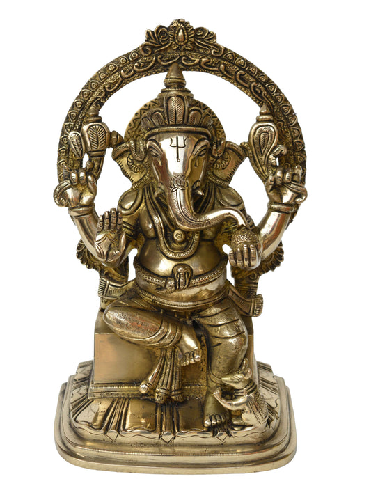 Lord Ganesha hand carved brass statue for Home decor/Office decor
