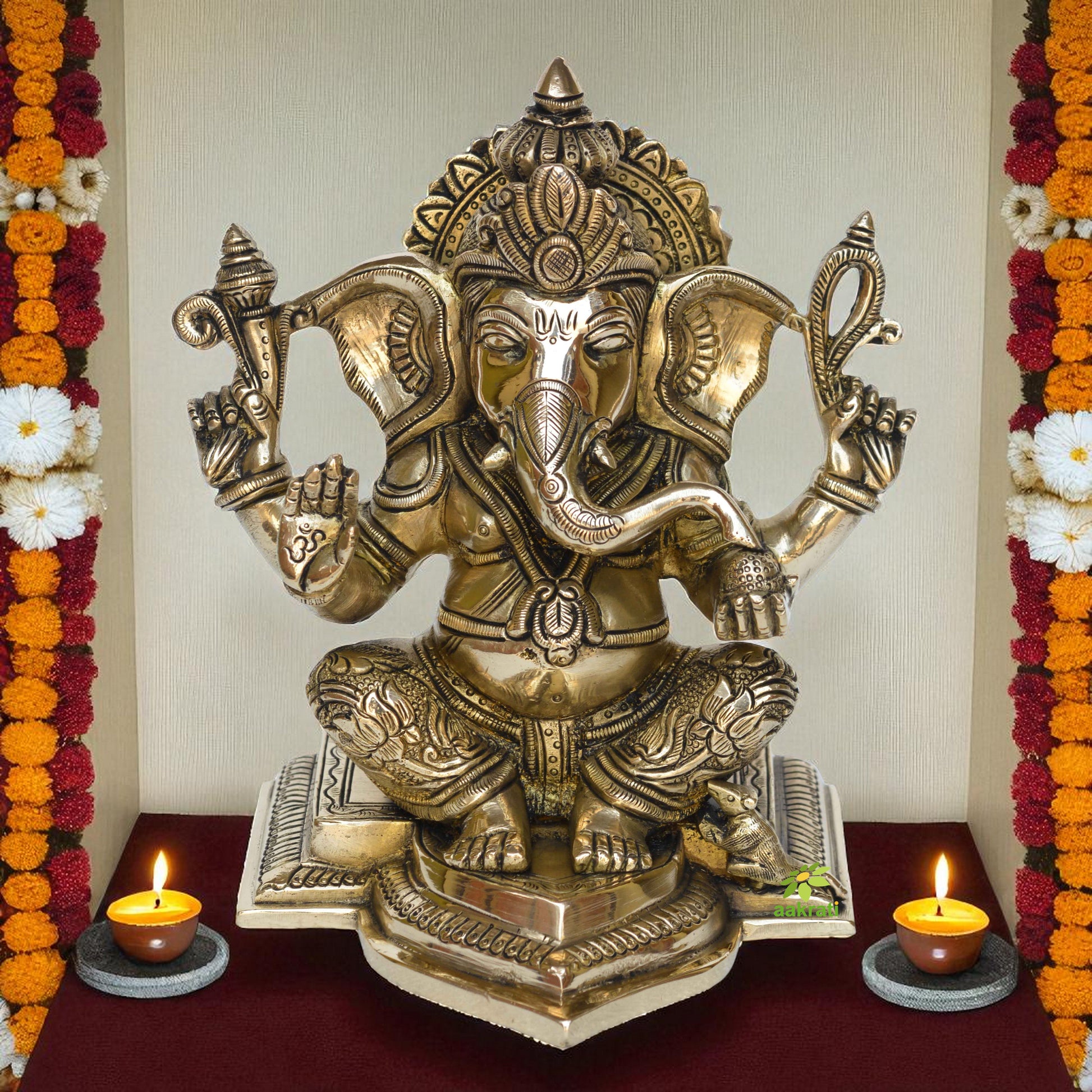 Lord Ganesha decorative brass made statue for Gift/decoration Aakrati