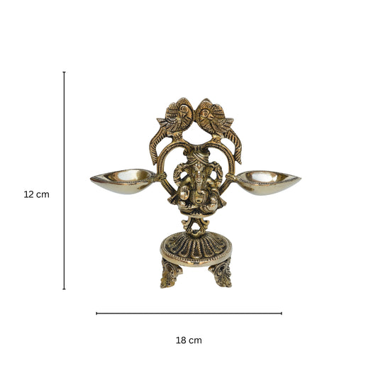 Table diya with Ganesh ji - oil diya religious worship handmade homeware