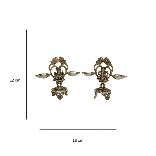 Brass Laxmi Ganesh table diay ethnic metal craft table showpiece