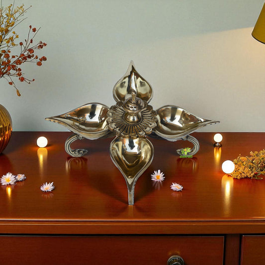 Brass Diya, 4 diya ,Brass Oil Deepak- Handcrafted & Traditionally Designed Brass Diya, Diwali Diya, Deepak For Pooja, Temple Decor Item