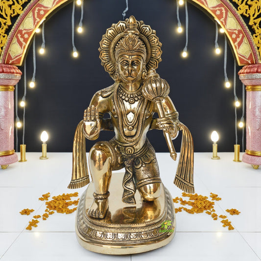 Sitting Lord Hanuman brass made pooja ghar statue