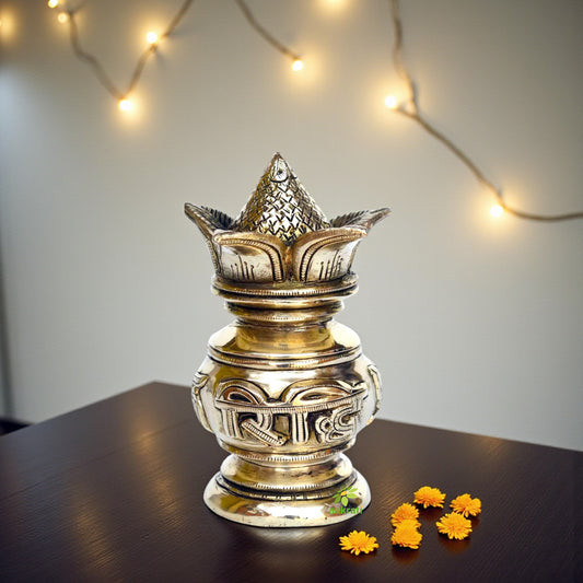 Brass made decorative Riddhi Siddhi Kalash for Temple/Pooja Ghar