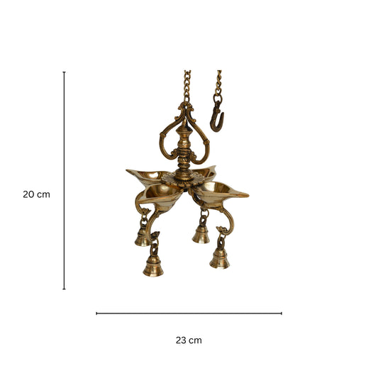 Hanging brass oil lamp - Metal decorative Religious Hanging diya