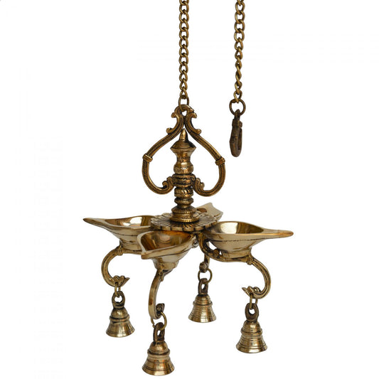 Hanging brass oil lamp - Metal decorative Religious Hanging diya
