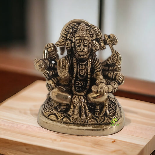 Pure Brass Hanuman with Black Antique Finish |Panchmukhi Hanuman| |Sitting position Hanuman Statue| |Home decor|