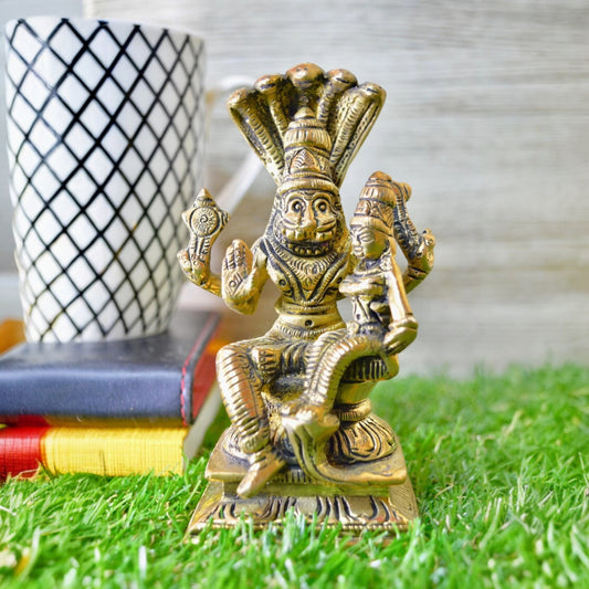 Aakrati Matte Black Finished 5 inch Narsingh God Figure Showpiece