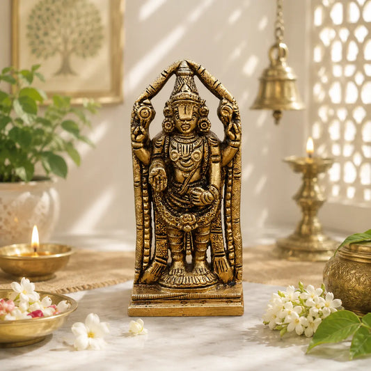 Tirupati Balaji Statue of Brass - A Divine Home Decor Sculpture - Hindu Religious Figure