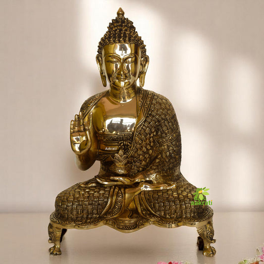Large Size Blessing Buddha - Brass Statue