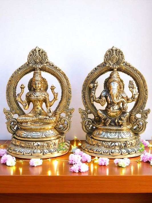 Lakshmi Ganesh Brass Murti for temple worship gift and decor
