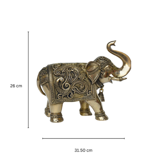 Sculpture of elephant in brass metal to gift for all purpose