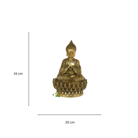 Brass Buddha Statue, 28 CM Brass Lord Buddha Idol, Outdoor Indoor Buddhist Deity, Altar Yoga Studio Meditation Room Decor