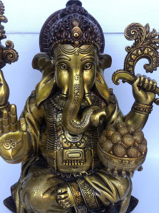 Ganesh big size for home office hotel lobby decor, fine gift art, handmade metal figure, statue