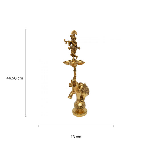 Krishna lamp with elephant ethnic design oil lamp for home decoration gift and showpiece