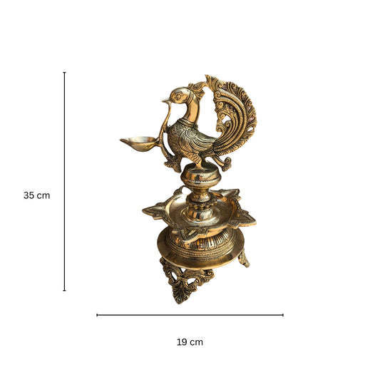 Peacock Deepak Stand, Brass Peacock Diya for Home Temple, Brass Oil Diya Lamp, Indian Decor Diya, Indian Homeware