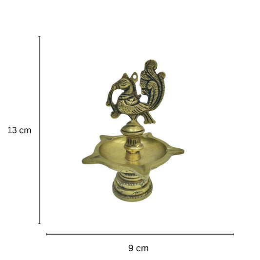 Indian Oil Lamp Bird made in brass ; Brass Diya for Diwali Festive Decorations