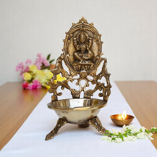 Ethnic Indian Design Lakshmi Brass Table Diya | Home Decor |Brass Diya | Brass Deepam | Brass Lamps | Kuthu Vilakku